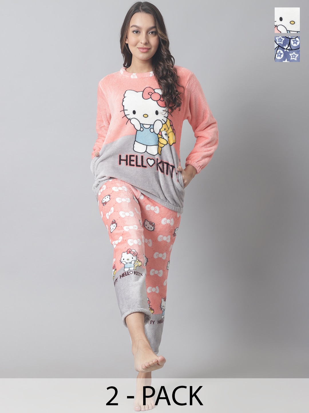 

TAG 7 Pack Of 2 Printed Long Sleeves T-shirt & Pyjamas, Pink