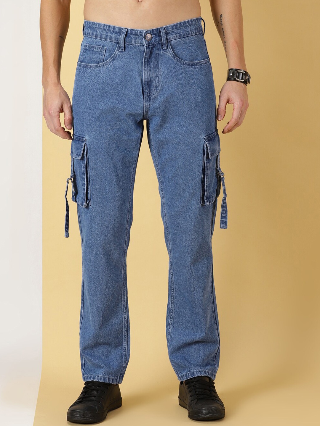 

Thomas Scott Men Comfort Relaxed Fit Clean Look Pure Cotton Cargo Jeans, Blue