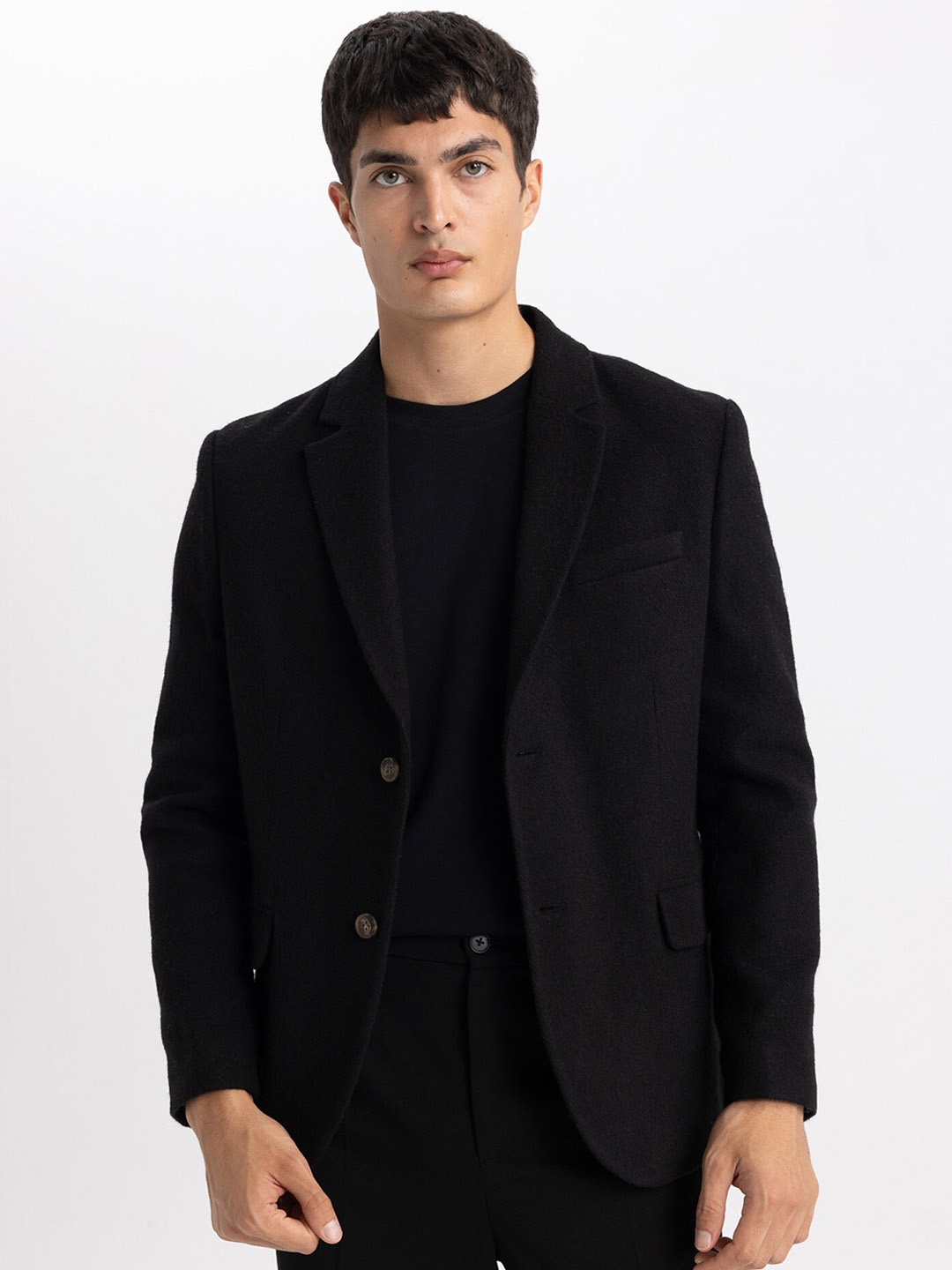 

DeFacto Single-Breasted Blazer, Black