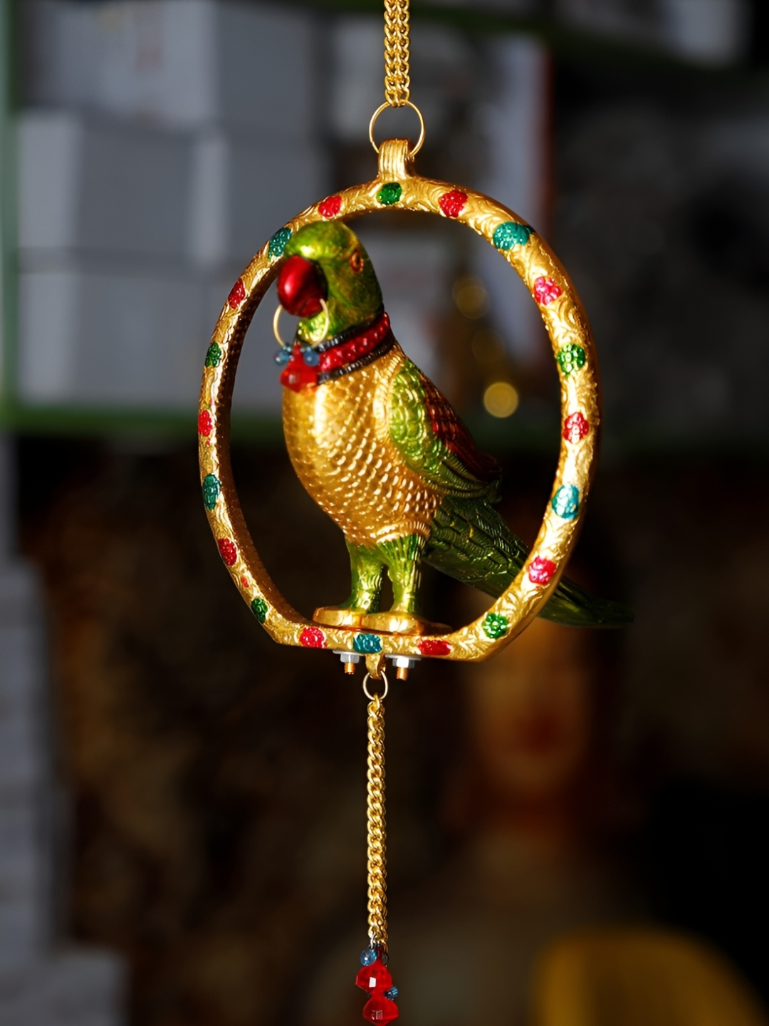 

Kridaykraft Gold-Toned Parrot Statue Metal Showpiece