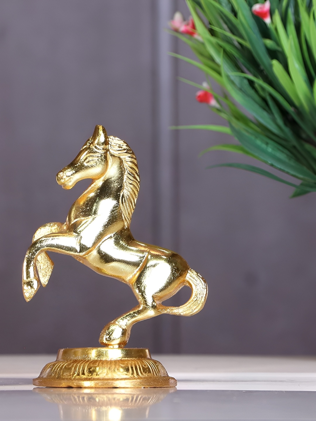 

Kridaykraft Gold-Toned Jumping Horse Figurine Metal Showpiece