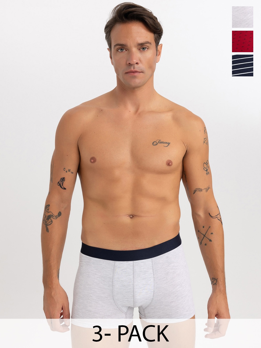 

DeFacto Pack Of 3 Mid-Rise Antimicrobial Breathability Trunks 233470873-BR196, Red