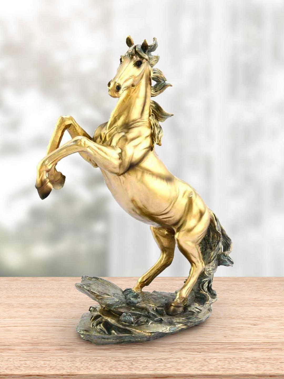 

Athome by Nilkamal Grey &Gold Tone Jumping Horse Figurine Showpiece