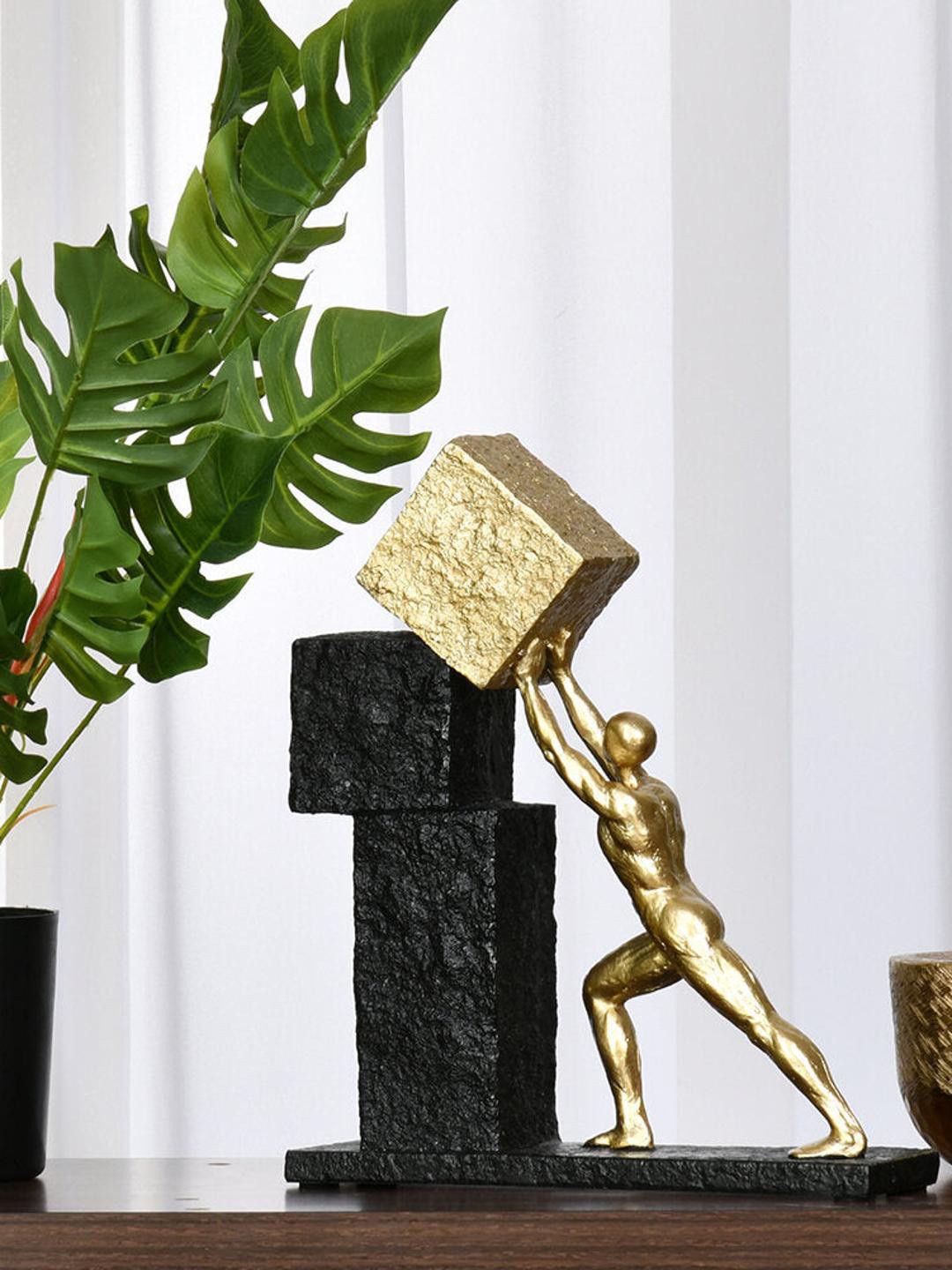 

Athome by Nilkamal Black & Gold- Toned Medium Arranging Blocks Showpieces