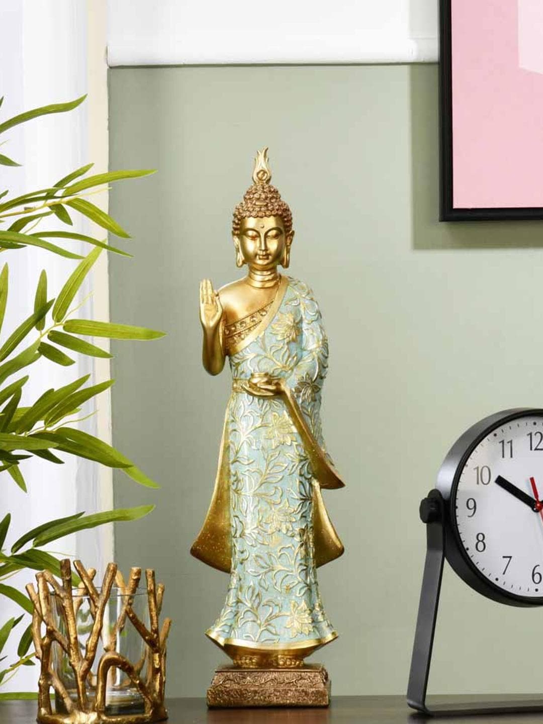 

Athome by Nilkamal Gold Toned Buddha Textured Idol Showpiece