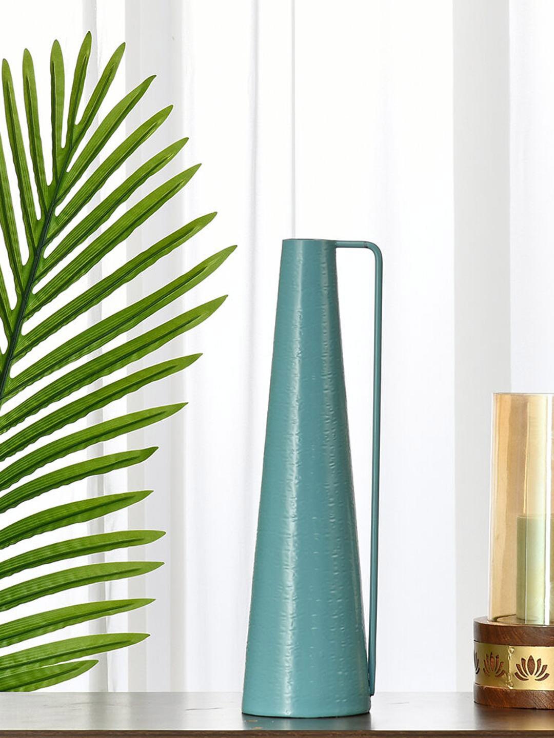 

Athome by Nilkamal Turquoise Blue Metal Vase With Handle