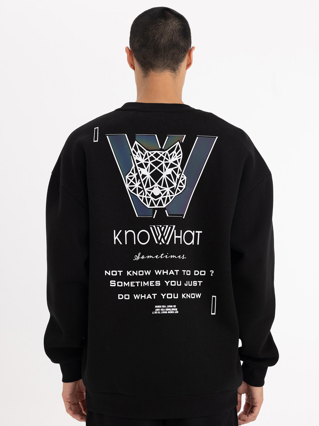 

DeFacto Typography Printed Round Neck Pullover Sweatshirt, Black