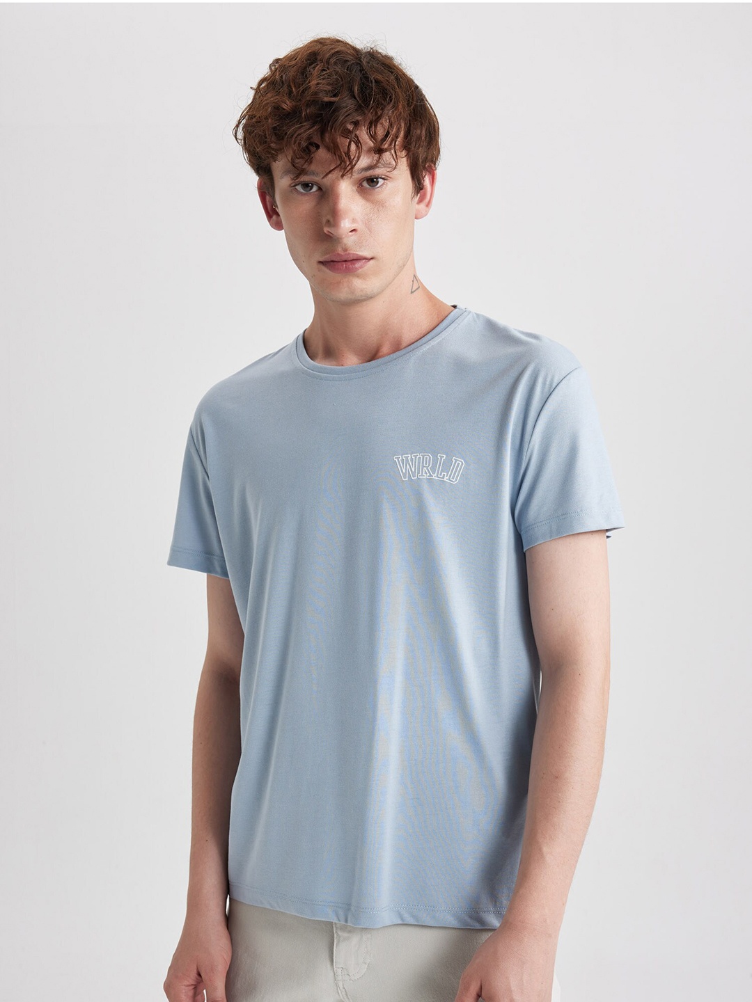 

DeFacto Round Neck Short Sleeves Regular Fit T-shirt, Blue