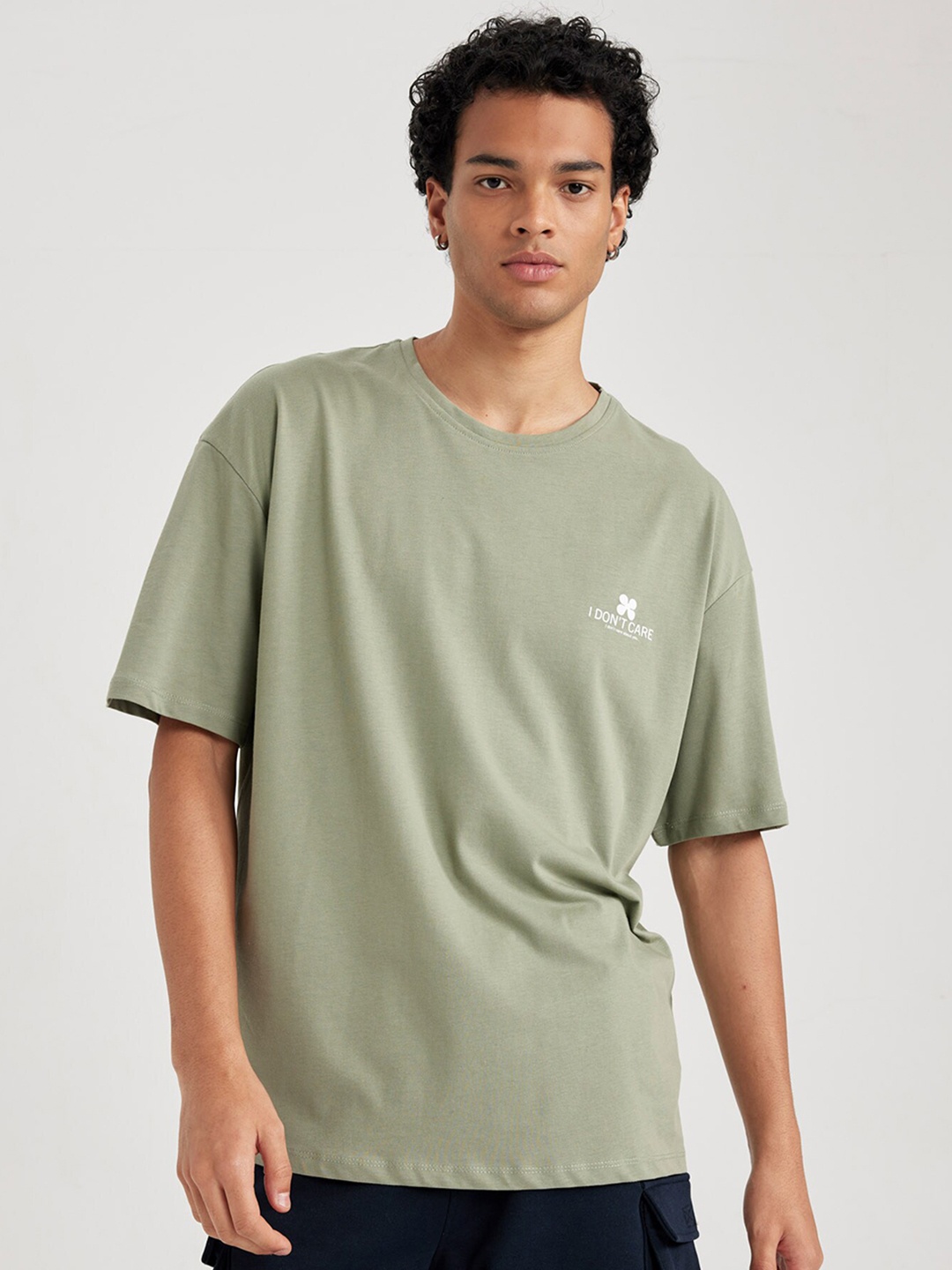 

DeFacto Round Neck Short Sleeves Pure Cotton T-shirt, Green