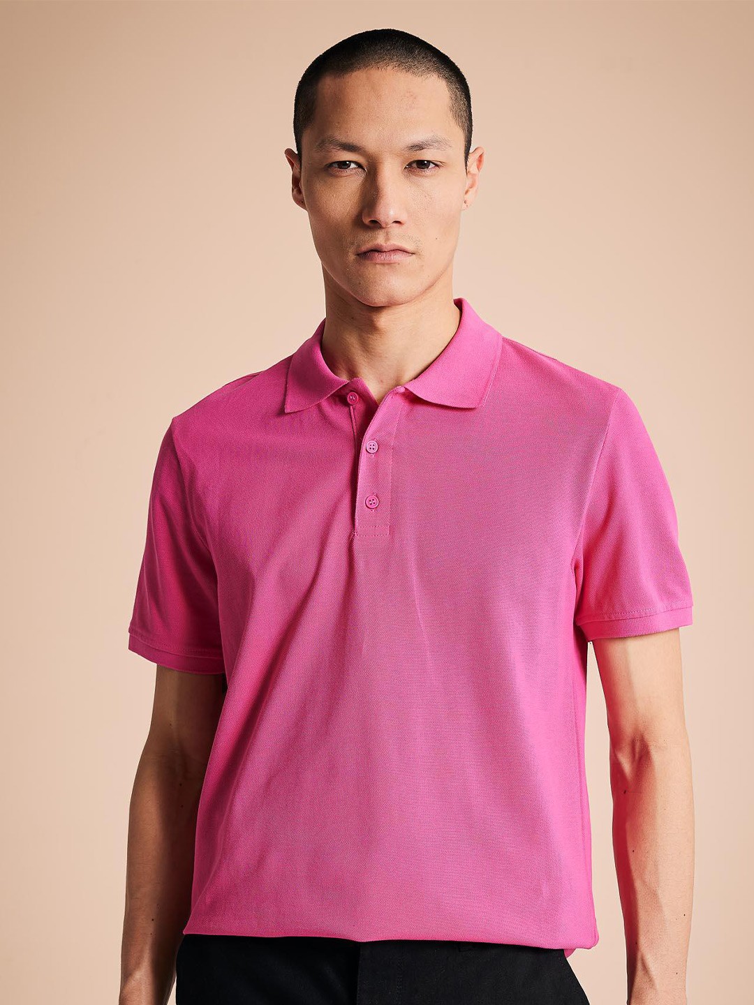 

DeFacto Polo Collar Pure Cotton T-shirt, Pink