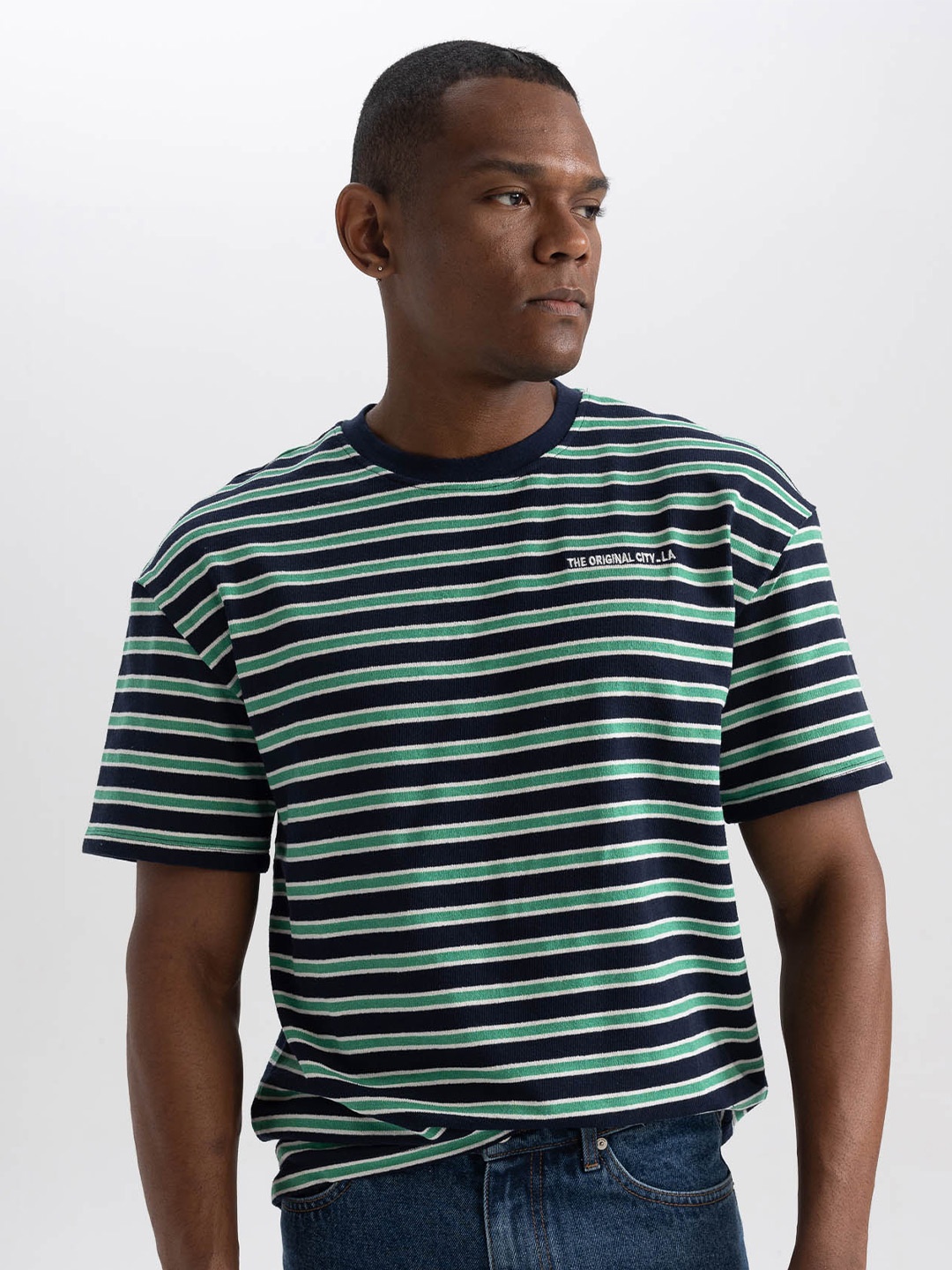 

DeFacto Striped Round Neck T-shirt, Navy blue