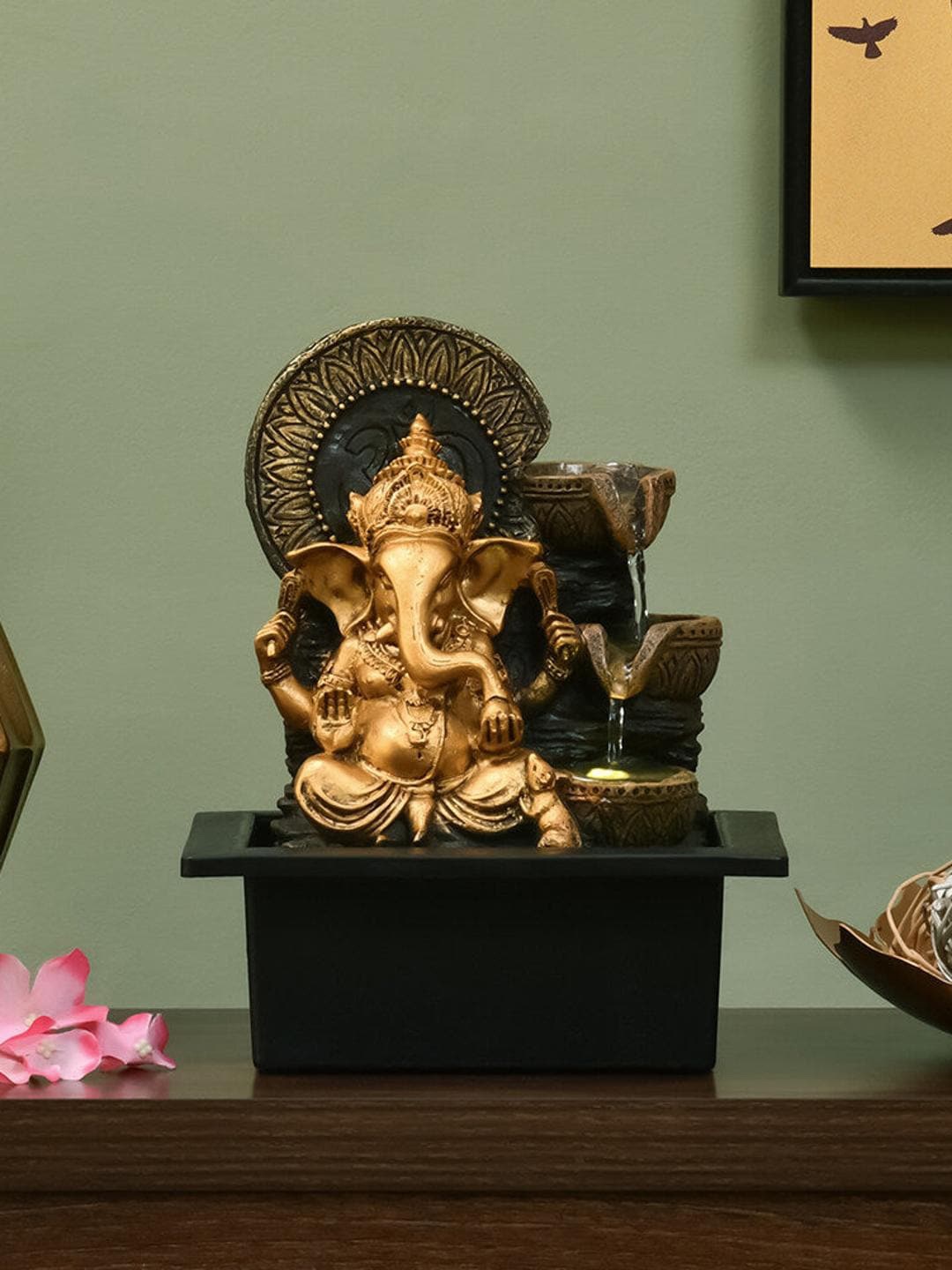 

Athome by Nilkamal Gold Toned & Black Ganesha Idol Polyresin Water Fountain