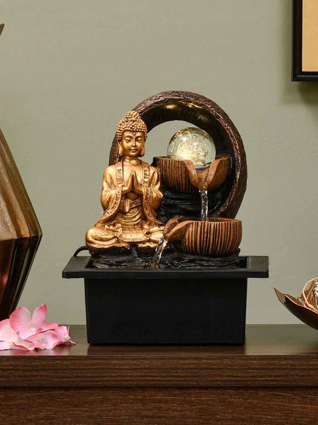 

Athome by Nilkamal Gold Toned & Brown Buddha Praying Water Fountain