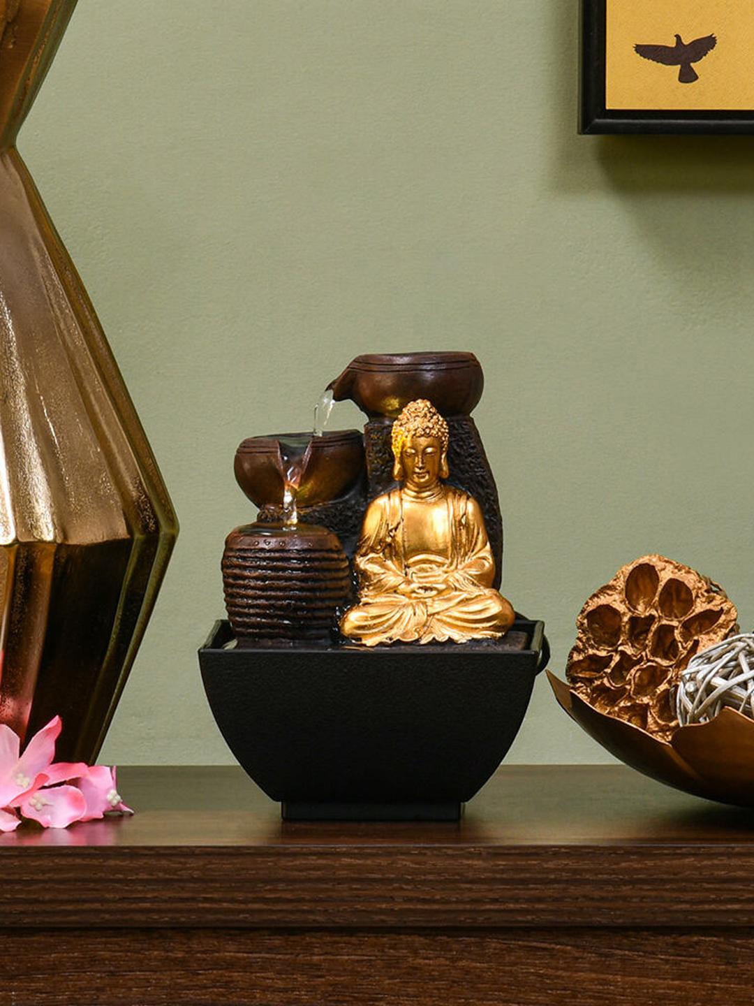 

Athome by Nilkamal Brown & Gold Toned Meditating Buddha Water Fountain