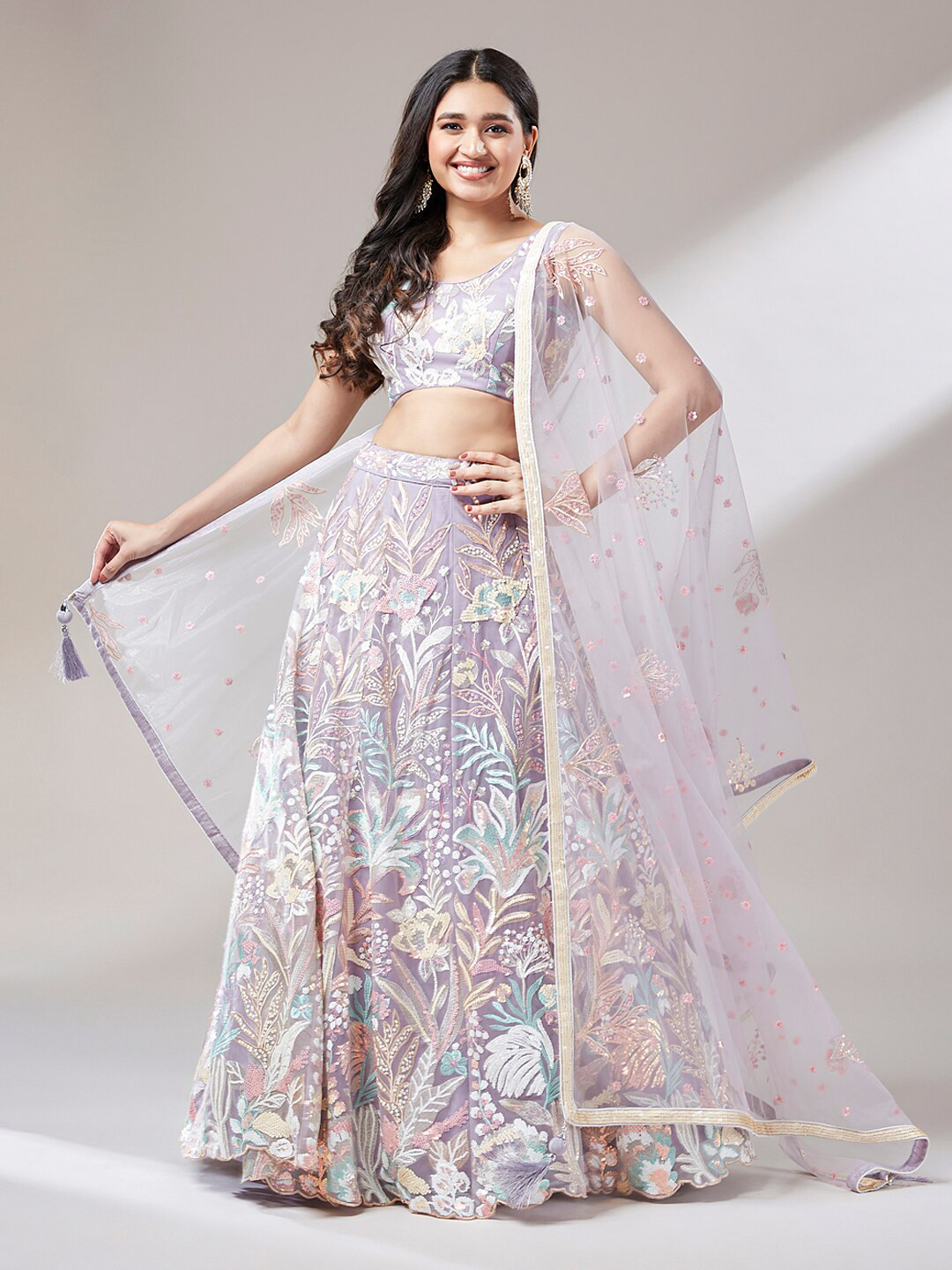 

VAANI CREATION Embroidered Semi-Stitched Lehenga & Unstitched Blouse With Dupatta, Mauve