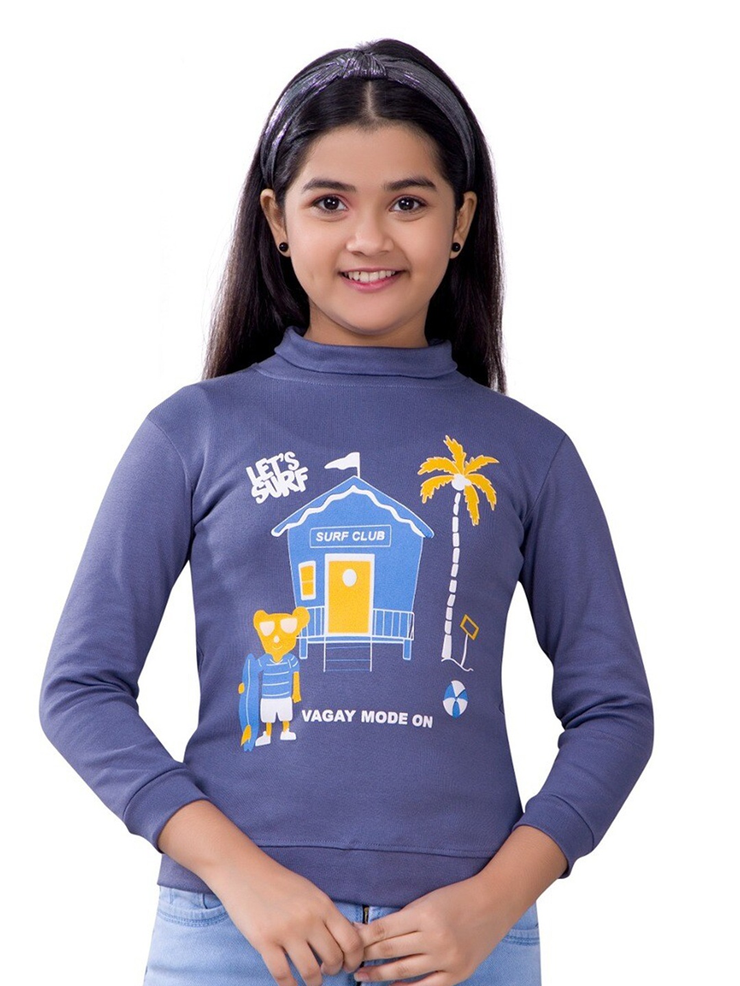 

BAESD Girls Graphic Printed Pure Cotton Sweatshirt, Blue