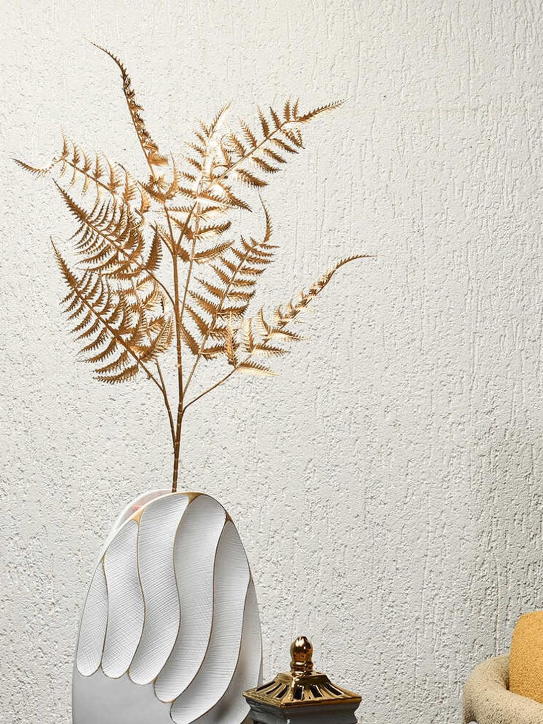 

Athome by Nilkamal Gold Toned & White Artificial Bitten Leaf Stick