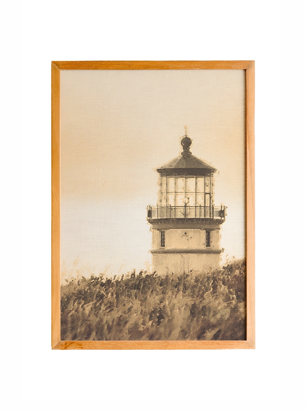 

Cadore Gifts Vintage Beige & Grey Light House Wooden Framed Painting Wall Art