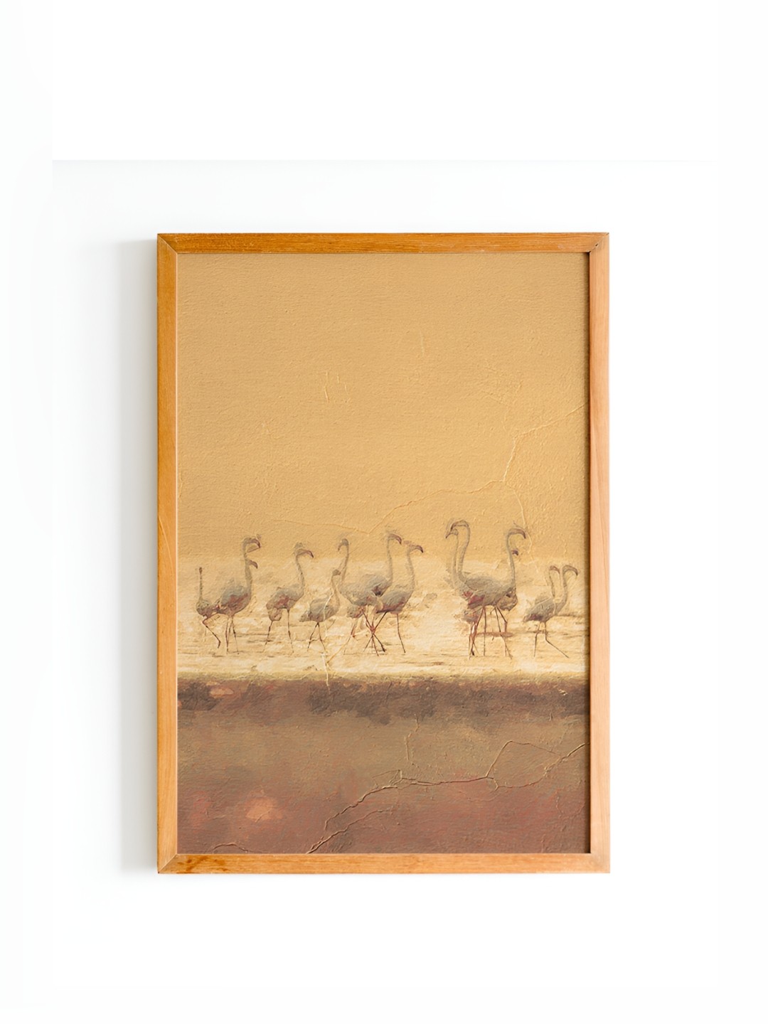 

Cadore Gifts Beige Crane Vintage Painting Framed Wall Art