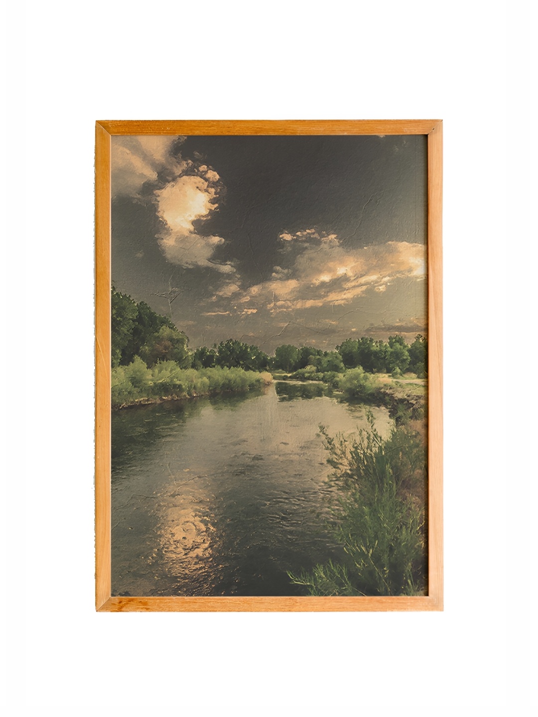 

Cadore Gifts Beige & Green Lake Print Vintage Painting Framed Wall Art