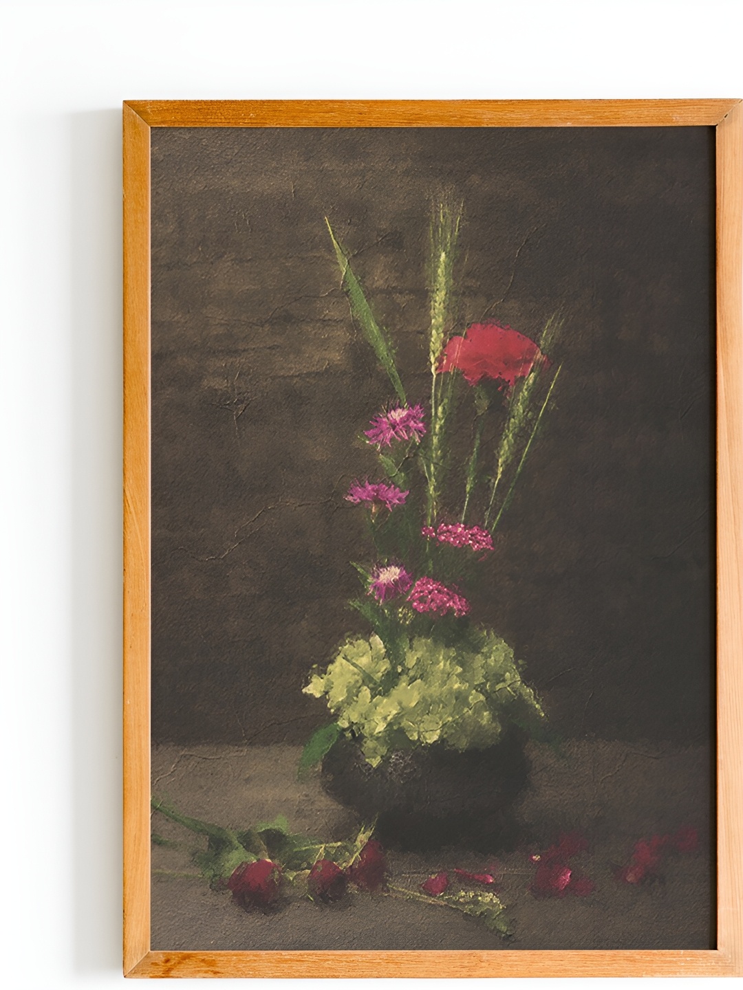 

Cadore Gifts Brown & Red Wild Flower Vintage Painting Framed Wall Art