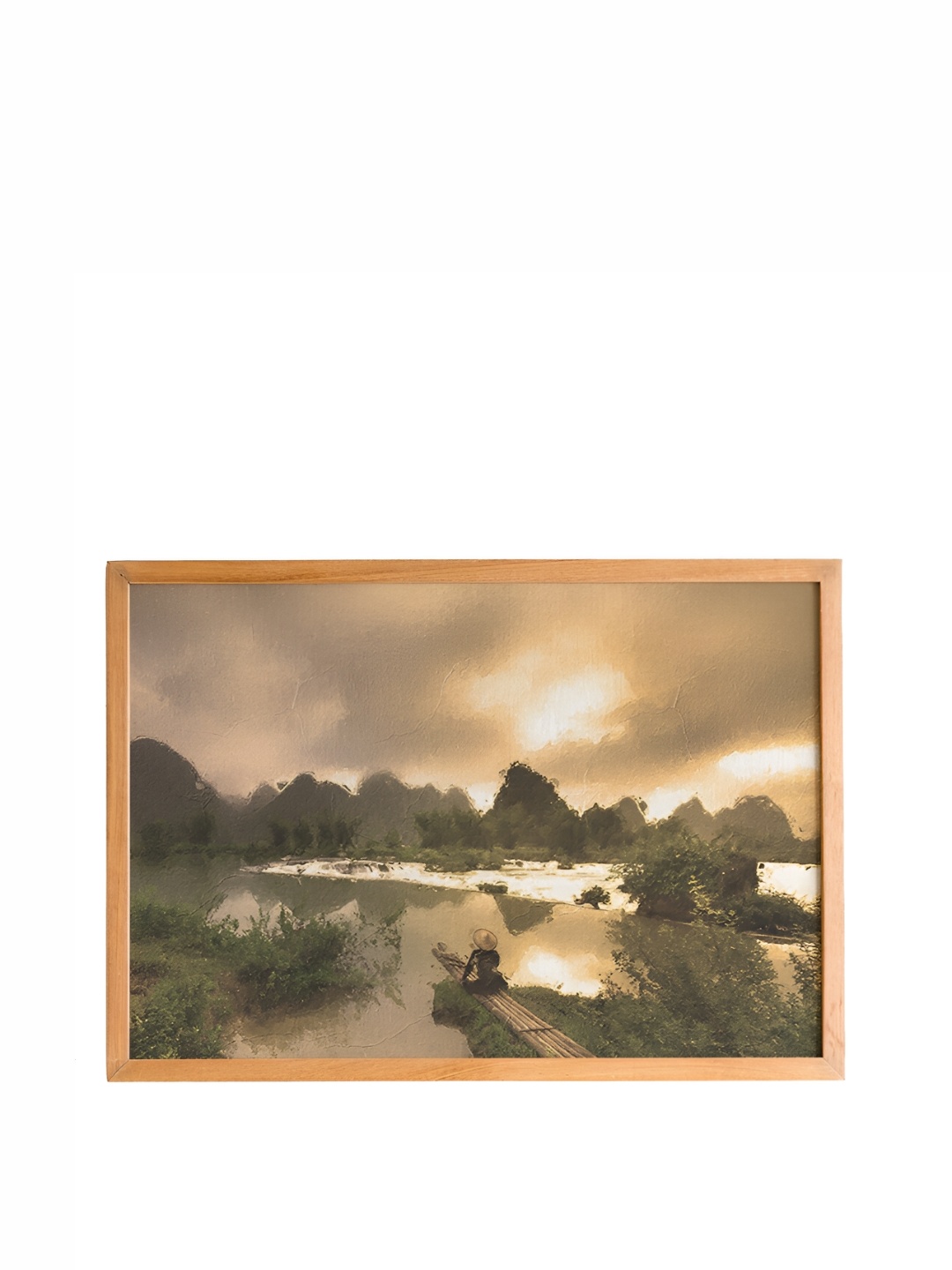 

Cadore Gifts Vintage Beige & Green Wooden Nature Painting Wall Art