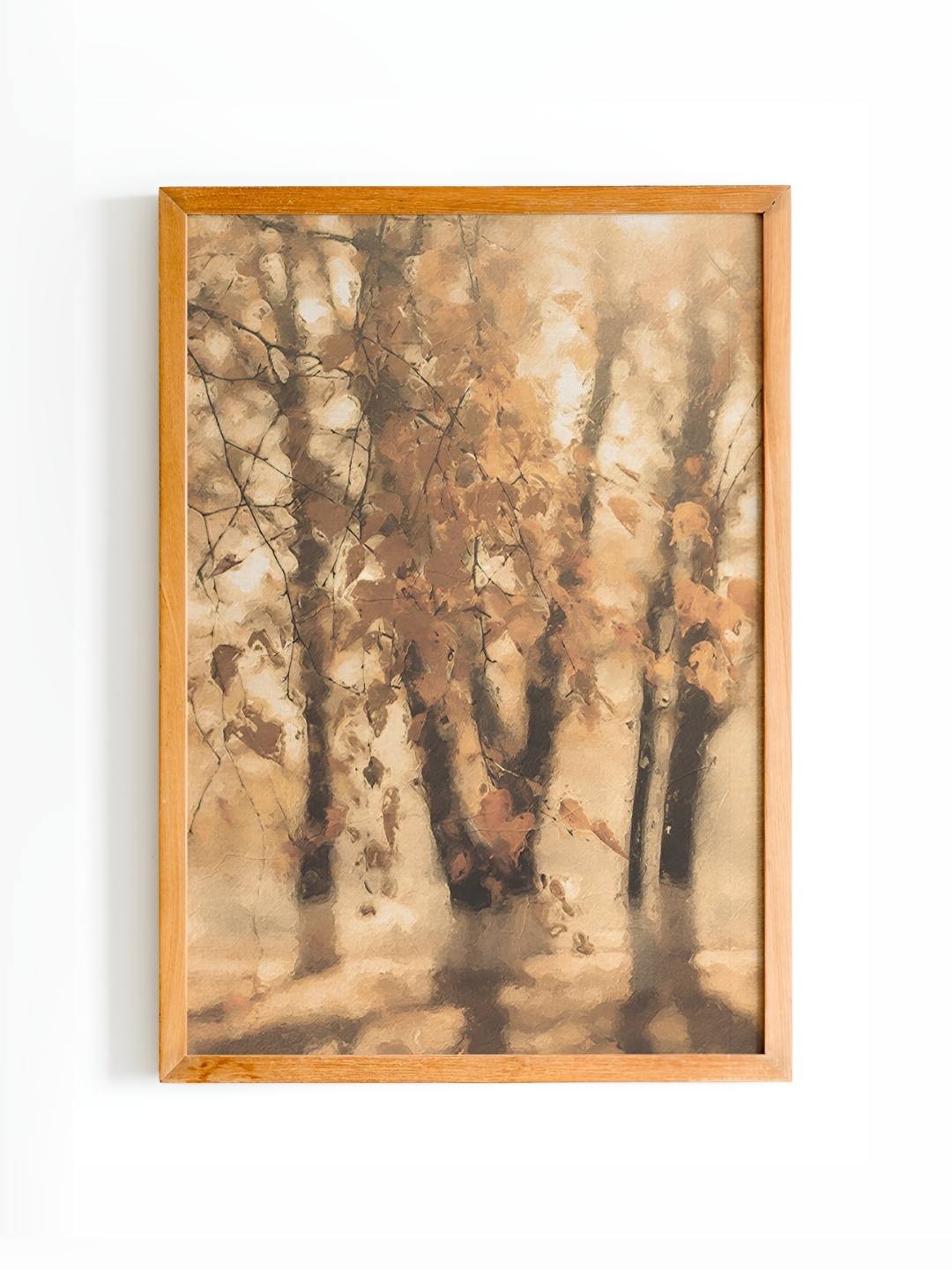 

Cadore Gifts Vintage Beige Wooden Autumn Tree Painting Wall Art