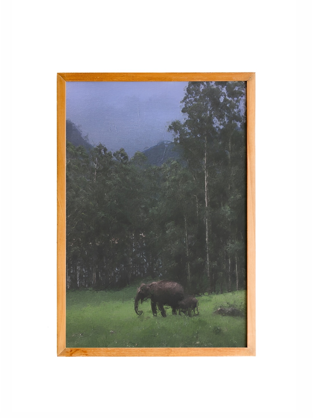 

Cadore Gifts Green & Blue Elephant Vintage Painting Framed Wall Art