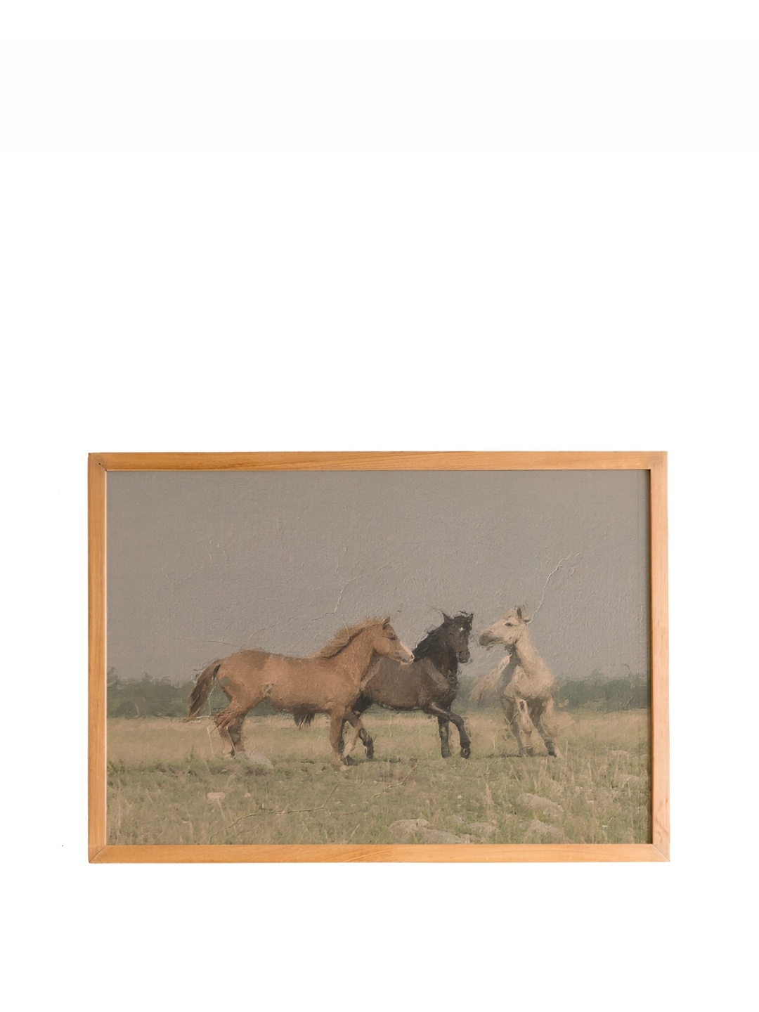 

Cadore Gifts Beige & Green Horses Vintage Painting Framed Wall Art