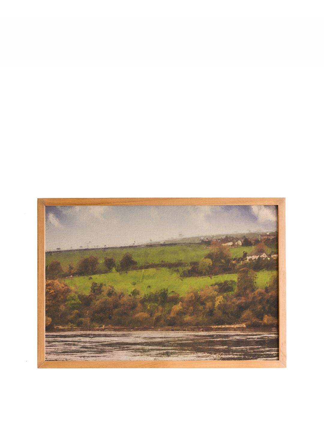 

Cadore Gifts Green & Beige Lake Vintage Painting Framed Wall Art