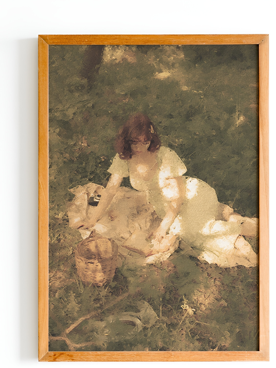 

Cadore Gifts Beige & Green Woman Portrait Vintage Painting Framed Wall Art