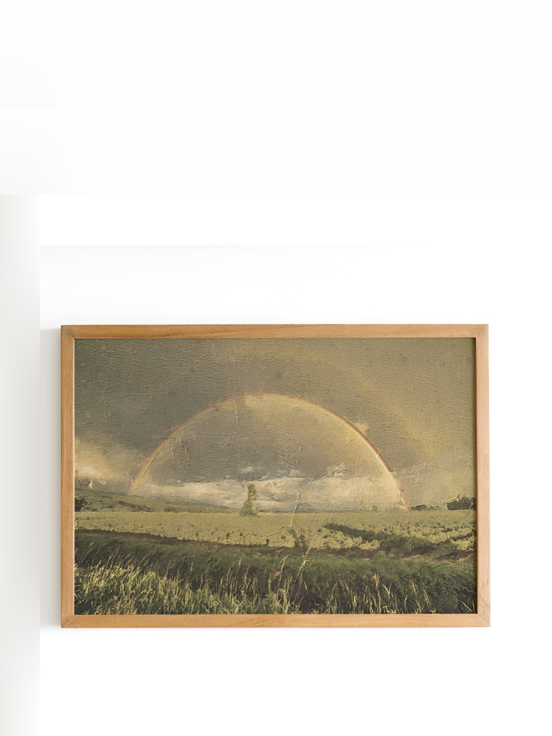 

Cadore Gifts Beige & Green Rainbow And Country Vintage Painting Framed Wall Art