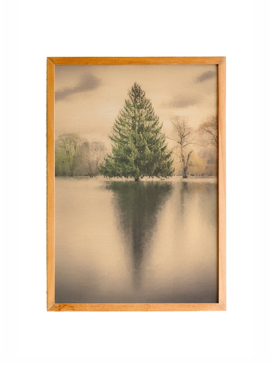 

Cadore Gifts Beige & Green Lake Tree Vintage Panting Wall Art