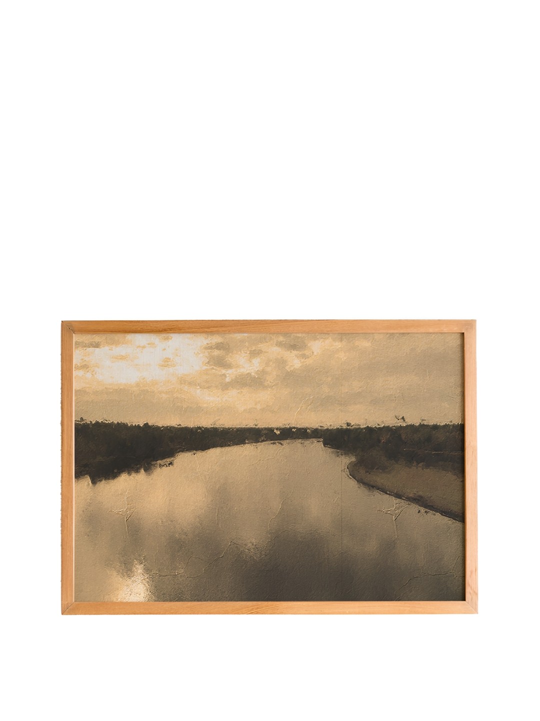 

Cadore Gifts Beige & Green River Landscape Vintage Painting Framed Wall Art