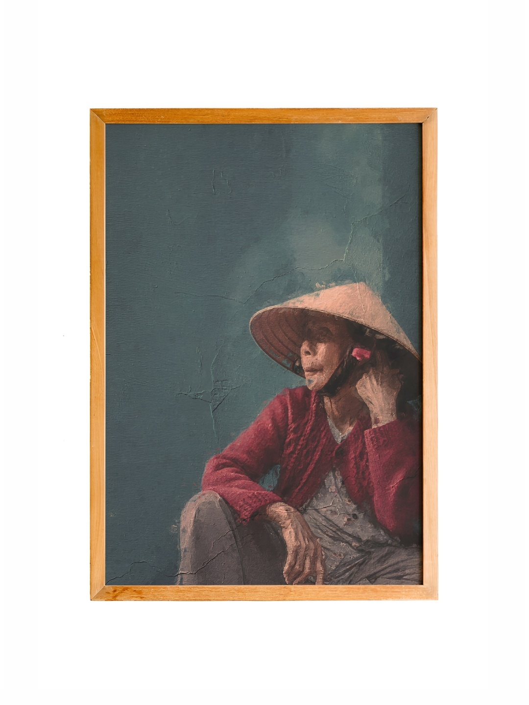 

Cadore Gifts Beige & Blue Synthetic Wooden Painting Wall Art