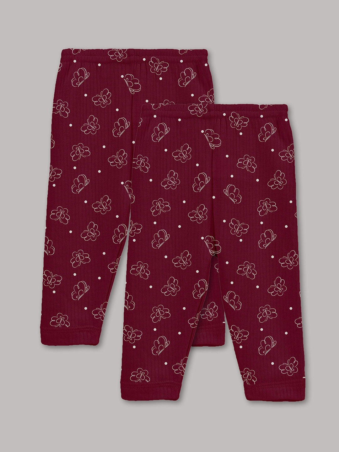 

Kanvin Girls Maroon & White Pack Of 2 Printed Thermal Bottoms