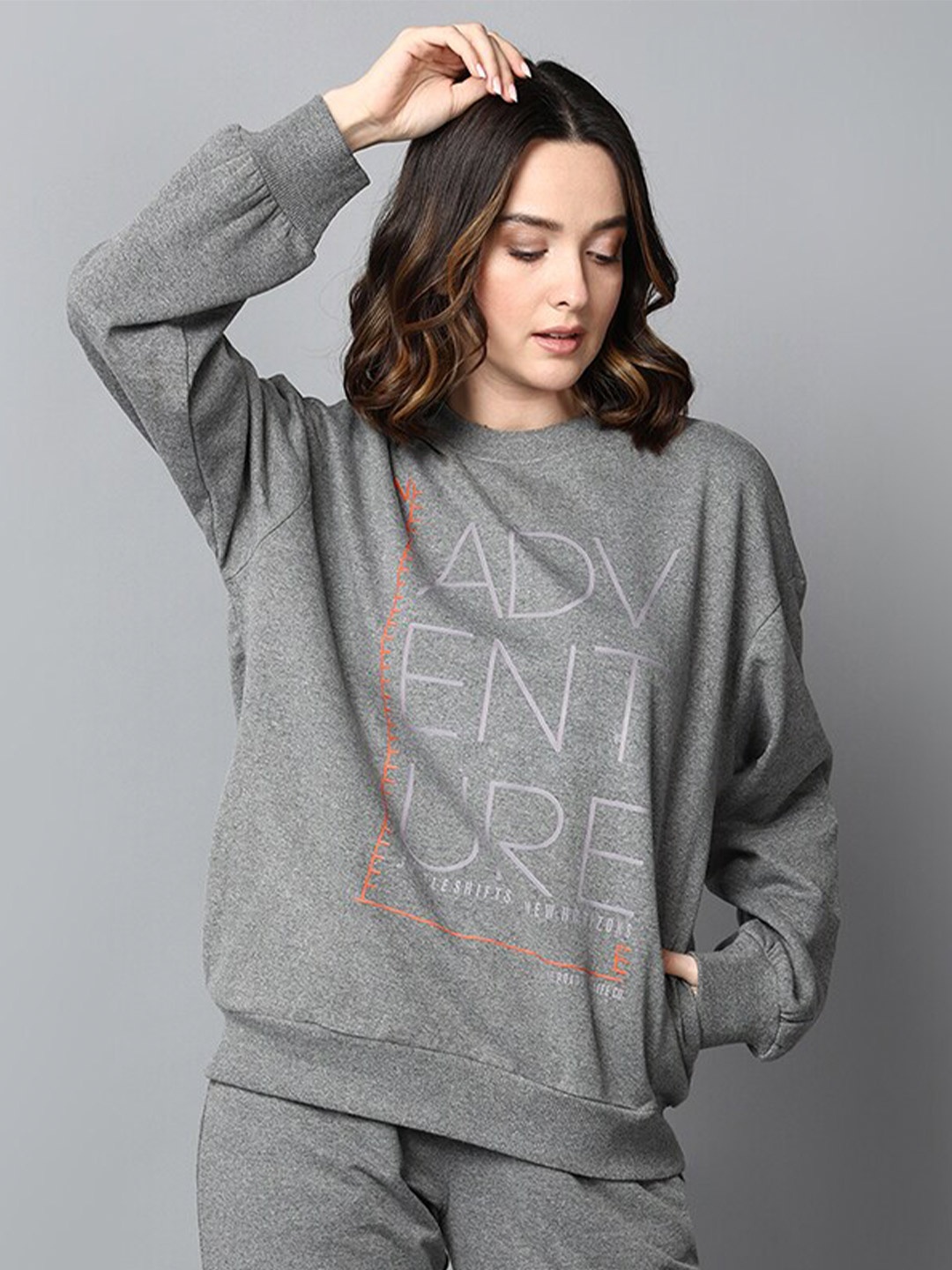 

The Roadster Lifestyle Co. Grey Typography Printed Fleece Sweatshirts