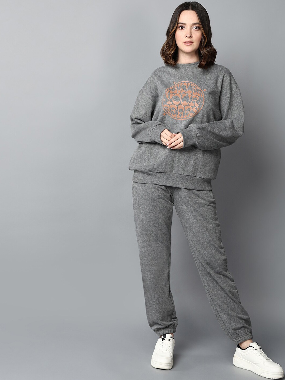 

The Roadster Lifestyle Co. Grey Typography Printed Tracksuit