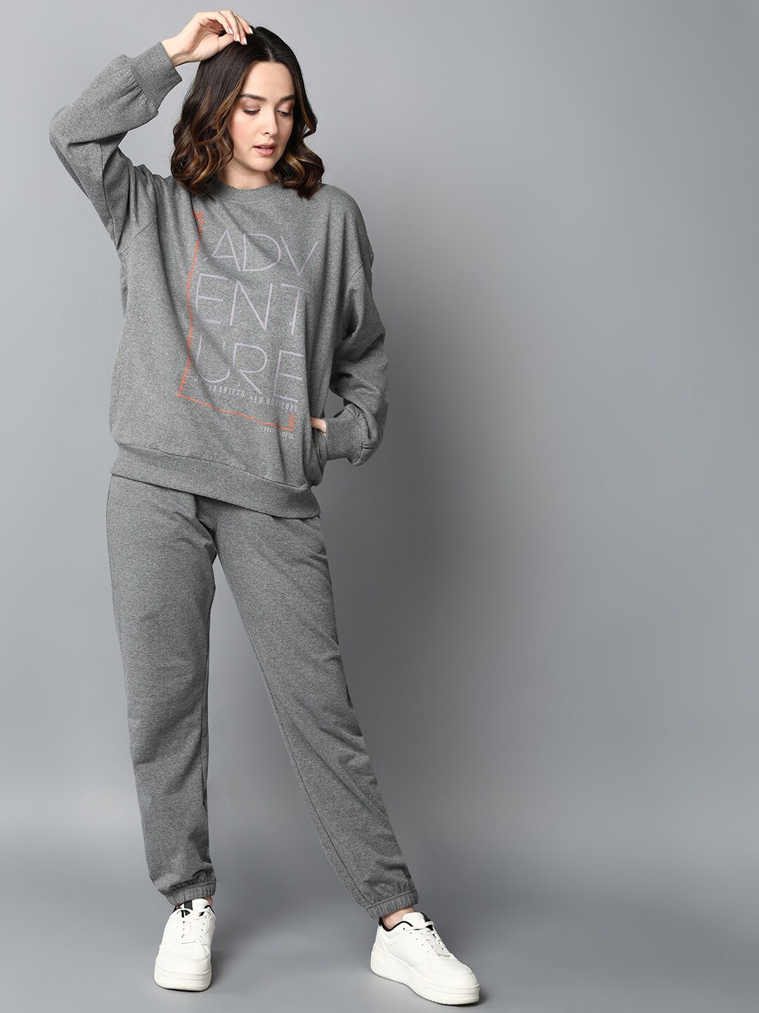 

The Roadster Lifestyle Co. Grey Typography Printed Tracksuit