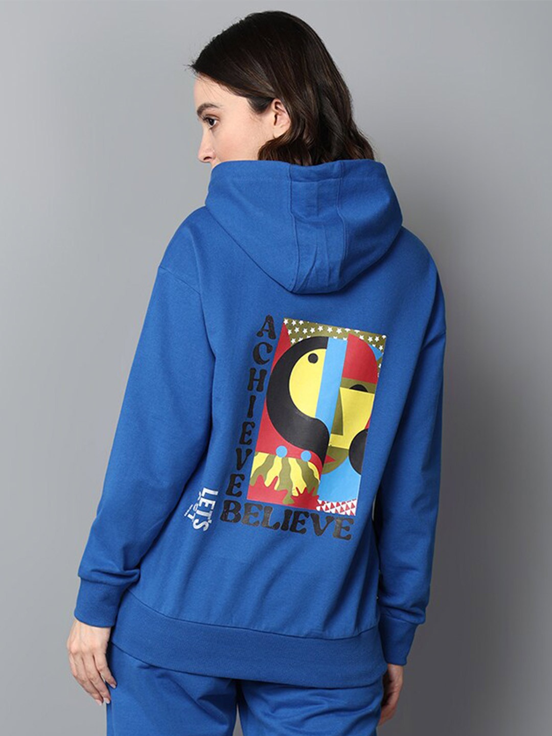 

Roadster Women Graphic Printed Hooded Sweatshirt, Blue