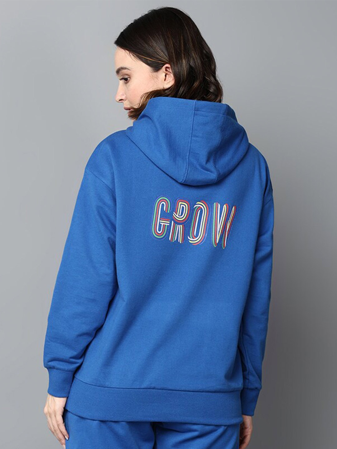 

Roadster Women Typography Printed Hooded Sweatshirt, Blue