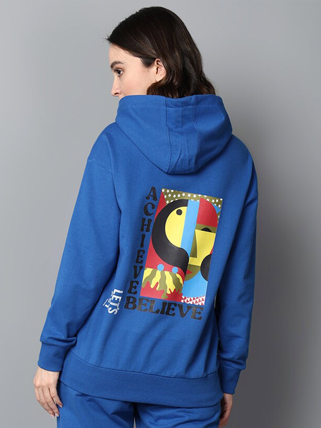 

Roadster Women Graphic Printed Hooded Sweatshirt, Blue