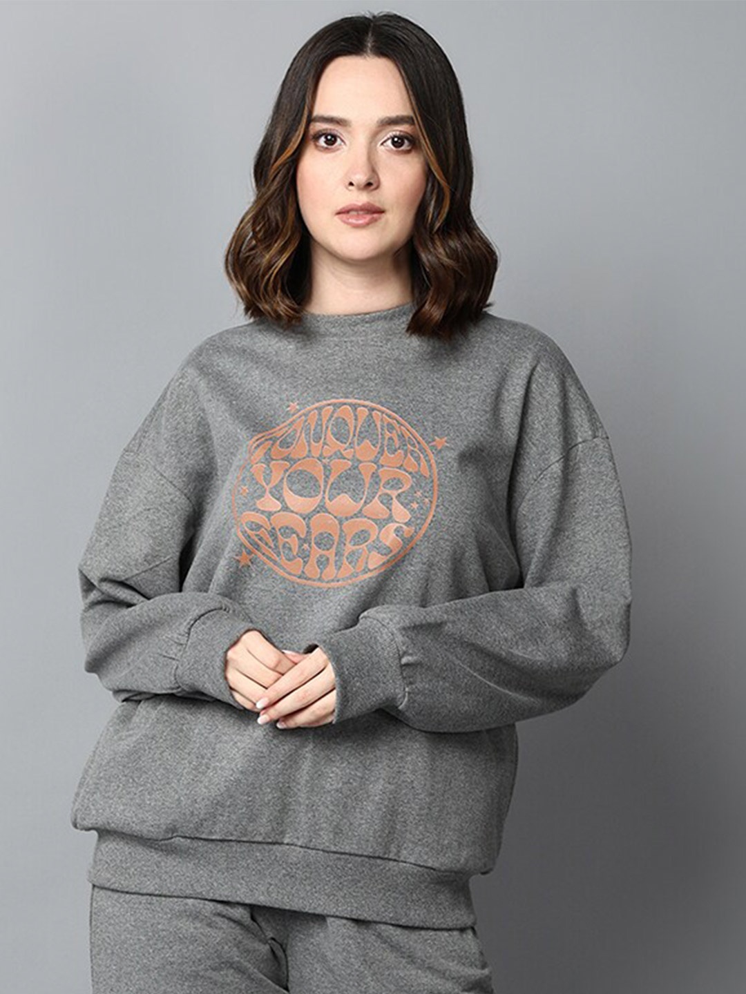 

The Roadster Lifestyle Co. Grey Typography Printed Pullover Sweatshirts