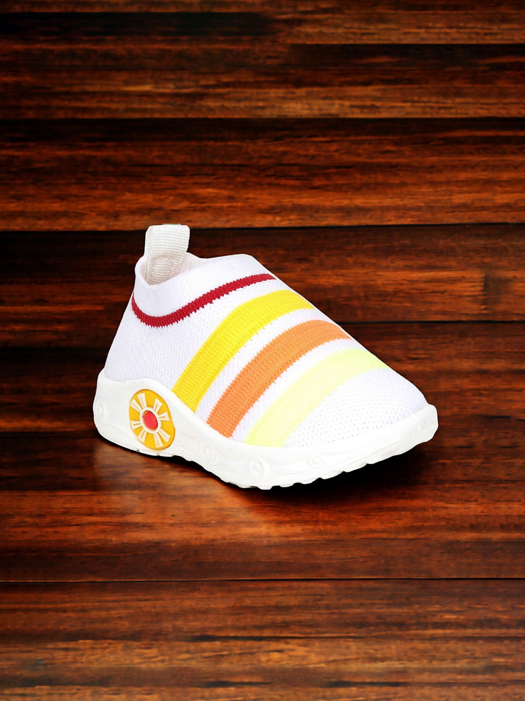

Lil Lollipop Kids Striped Musical Lightweight Slip-On Sneakers, White