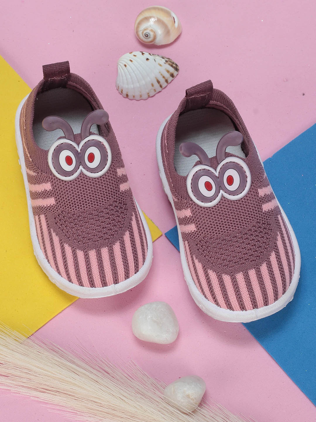 

Lil Lollipop Kids Striped Musical Lightweight Slip-On Sneakers, Mauve