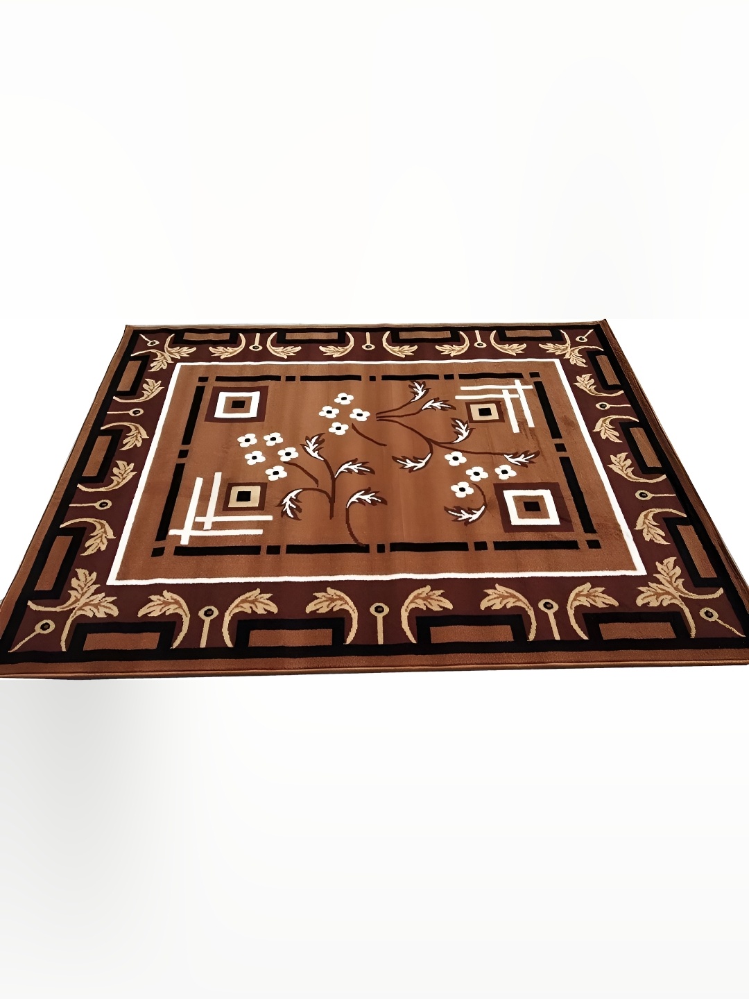

SANA CARPET Brown & Black Floral Printed Anti Skid Carpet