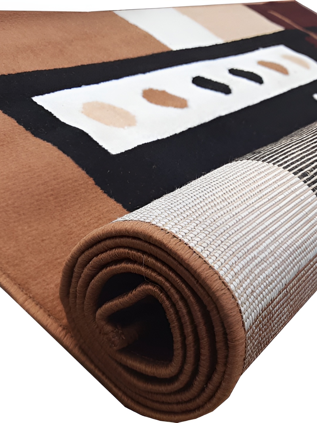 

SANA CARPET Brown & White Floral Anti-Skid Carpet