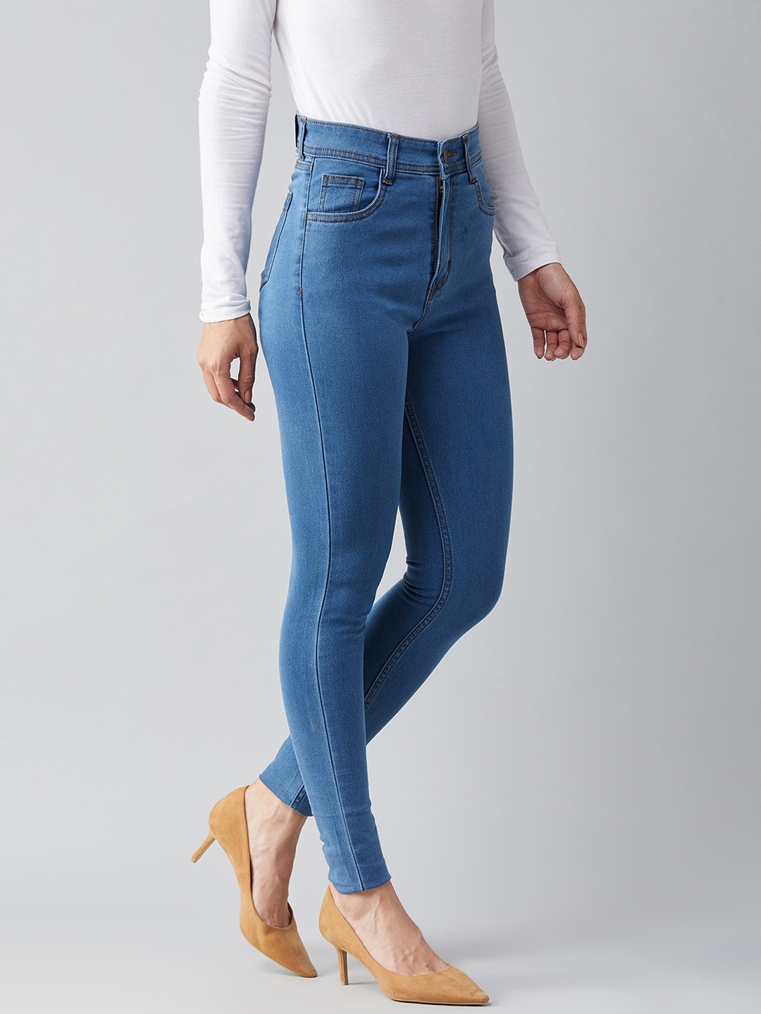 

Miss Chase Women Skinny Fit High-Rise Stretchable Cotton Jeans, Blue