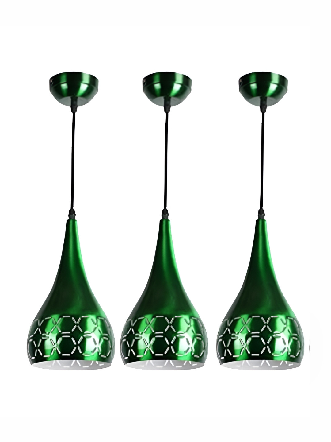 

GreyWings Green 3 Pcs Textured Aluminium Bell Ceiling Lamp