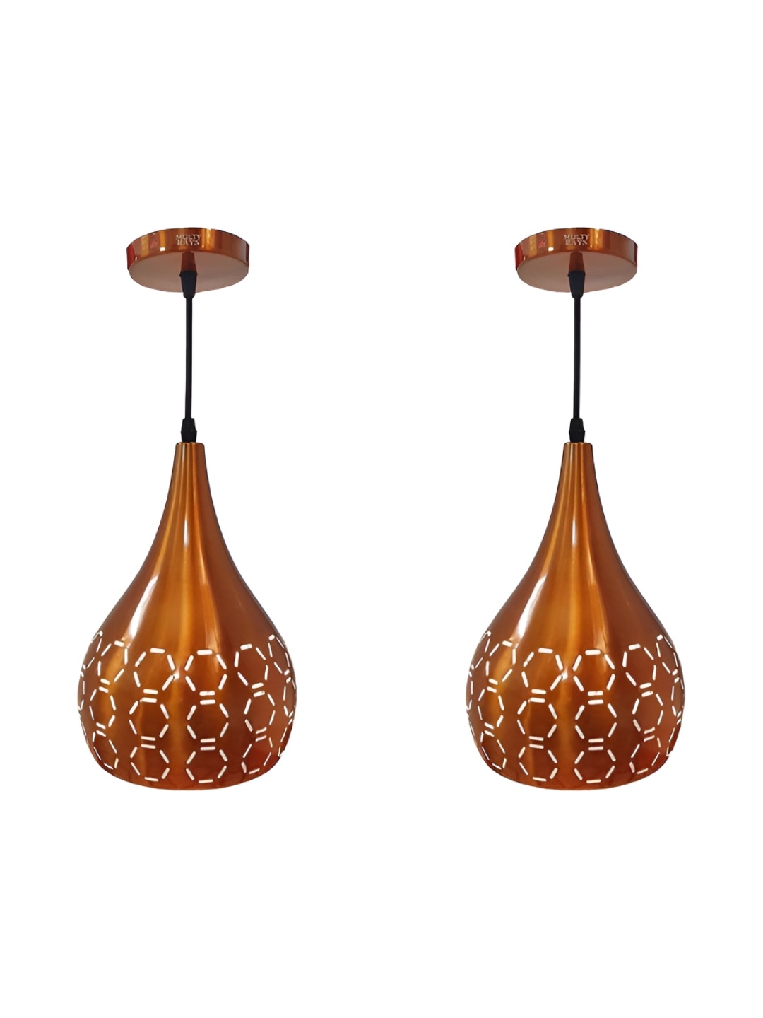 

GreyWings Copper Toned 2 Pcs Textured Aluminium Bell Ceiling Lamp